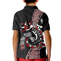 Aotearoa Toitu Te Tiriti Taniko Kid Polo Shirt Maori Taniwha Haka - Honour the Treaty