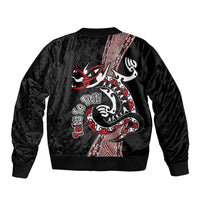 Aotearoa Toitu Te Tiriti Taniko Sleeve Zip Bomber Jacket Maori Taniwha Haka - Honour the Treaty LT03 - Polynesian Pride