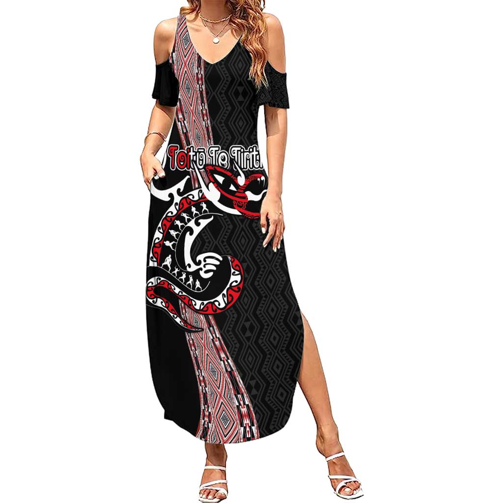 Aotearoa Toitu Te Tiriti Taniko Summer Maxi Dress Maori Taniwha Haka - Honour the Treaty