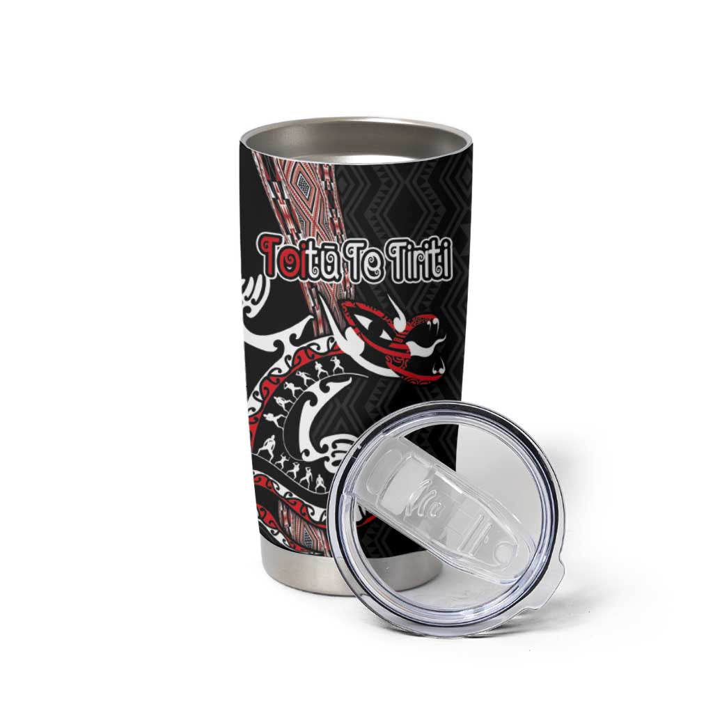 Aotearoa Toitu Te Tiriti Taniko Tumbler Cup Maori Taniwha Haka - Honour the Treaty
