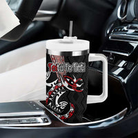Aotearoa Toitu Te Tiriti Taniko Tumbler With Handle Maori Taniwha Haka - Honour the Treaty
