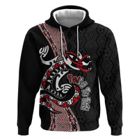 Aotearoa Toitu Te Tiriti Taniko Zip Hoodie Maori Taniwha Haka - Honour the Treaty