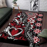 Aotearoa Maori Moko Art with Taniko Half Style Area Rug