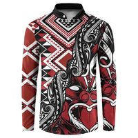 Aotearoa Maori Moko Art with Taniko Half Style Button Sweatshirt LT03 Black - Polynesian Pride