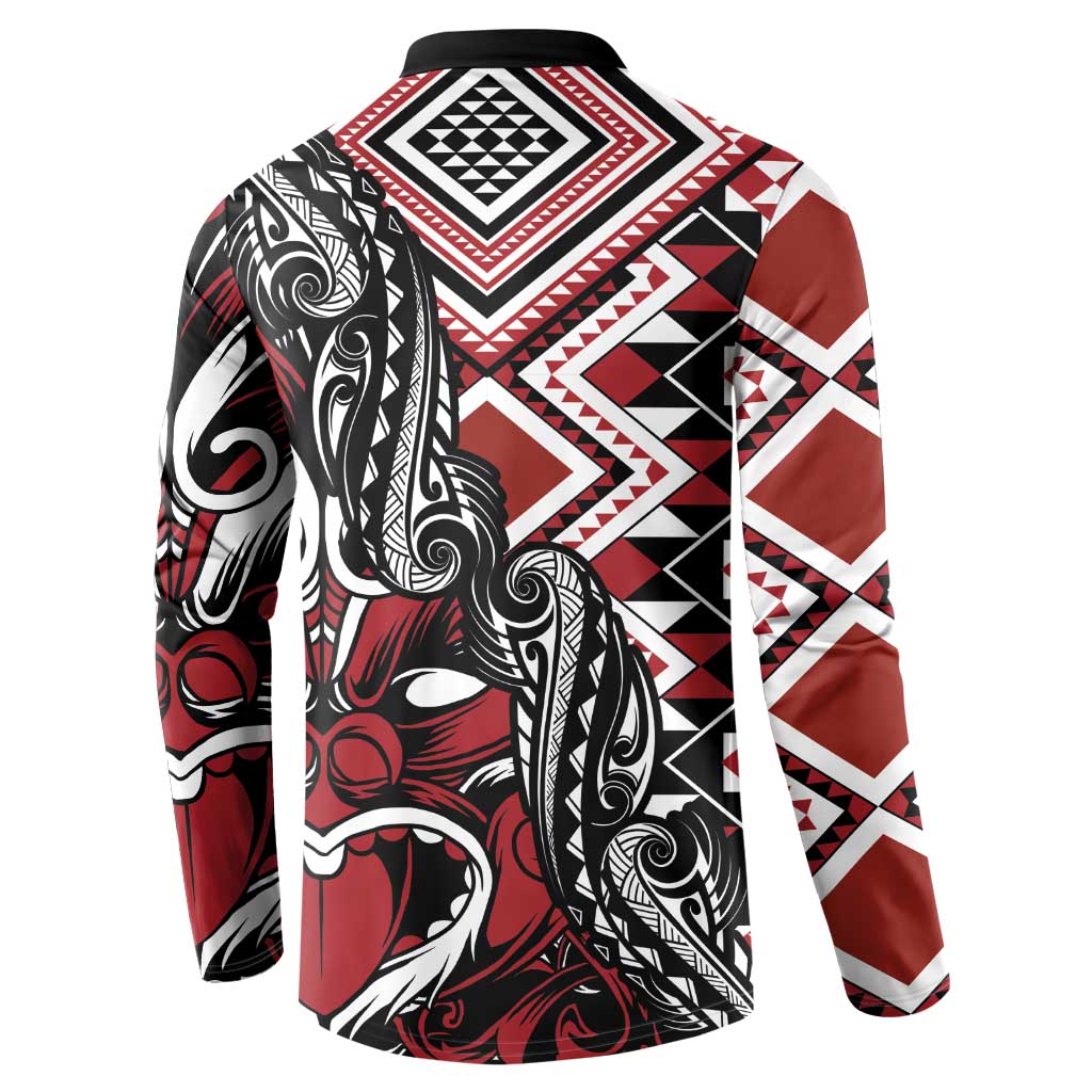 Aotearoa Maori Moko Art with Taniko Half Style Button Sweatshirt LT03 - Polynesian Pride