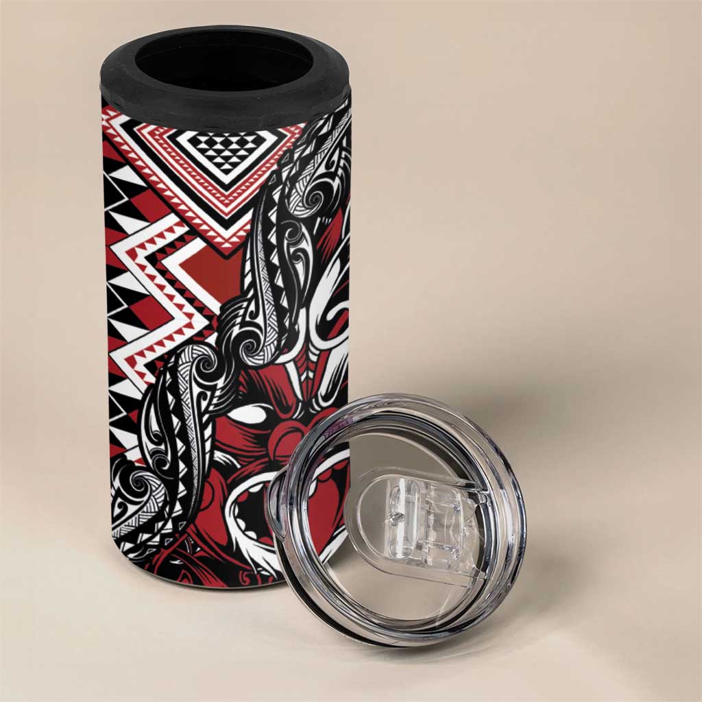 Aotearoa Maori Moko Art with Taniko Half Style 4 in 1 Can Cooler Tumbler LT03 - Polynesian Pride