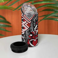 Aotearoa Maori Moko Art with Taniko Half Style 4 in 1 Can Cooler Tumbler LT03 - Polynesian Pride