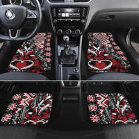 Aotearoa Maori Moko Art with Taniko Half Style Car Mats LT03 Set 4pcs Black - Polynesian Pride