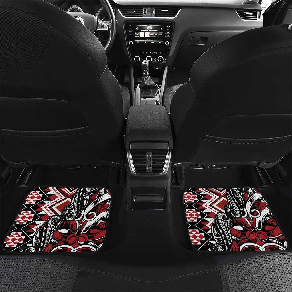 Aotearoa Maori Moko Art with Taniko Half Style Car Mats LT03 Set 2pcs - Back Black - Polynesian Pride