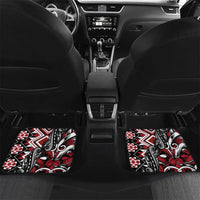 Aotearoa Maori Moko Art with Taniko Half Style Car Mats LT03 Set 2pcs - Back Black - Polynesian Pride
