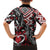 Aotearoa Maori Moko Art with Taniko Half Style Family Matching Off Shoulder Short Dress and Hawaiian Shirt