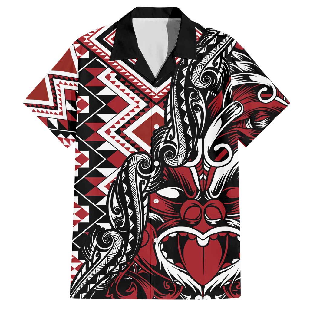 Aotearoa Maori Moko Art with Taniko Half Style Hawaiian Shirt LT03 Black - Polynesian Pride