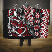 Aotearoa Maori Moko Art with Taniko Half Style Hooded Blanket LT03 - Polynesian Pride