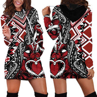 Aotearoa Maori Moko Art with Taniko Half Style Hoodie Dress LT03 - Polynesian Pride