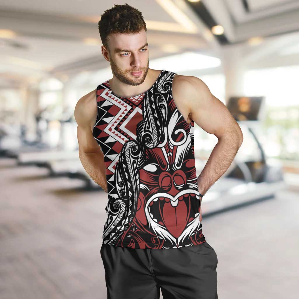 Aotearoa Maori Moko Art with Taniko Half Style Men Tank Top LT03 Black - Polynesian Pride