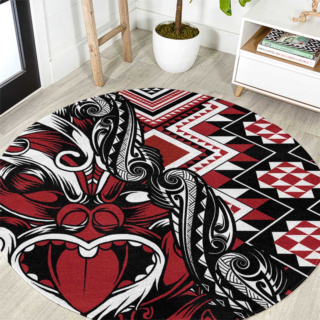 Aotearoa Maori Moko Art with Taniko Half Style Round Carpet