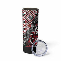Aotearoa Maori Moko Art with Taniko Half Style Skinny Tumbler