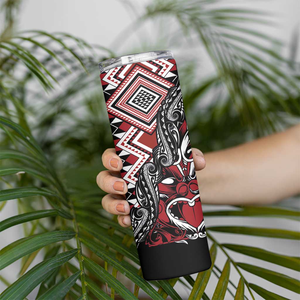 Aotearoa Maori Moko Art with Taniko Half Style Skinny Tumbler
