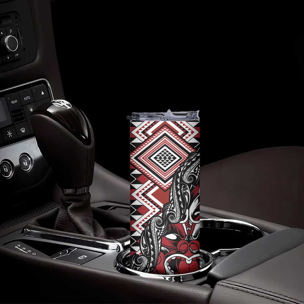 Aotearoa Maori Moko Art with Taniko Half Style Skinny Tumbler