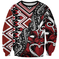 Aotearoa Maori Moko Art with Taniko Half Style Sweatshirt LT03 Unisex Black - Polynesian Pride