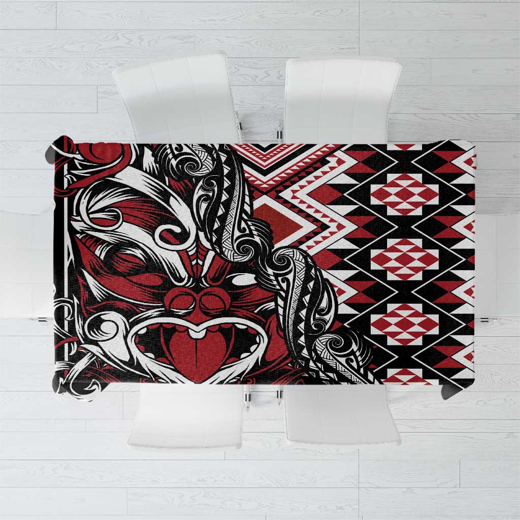 Aotearoa Maori Moko Art with Taniko Half Style Tablecloth LT03 Black - Polynesian Pride