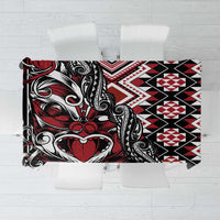 Aotearoa Maori Moko Art with Taniko Half Style Tablecloth LT03 Black - Polynesian Pride