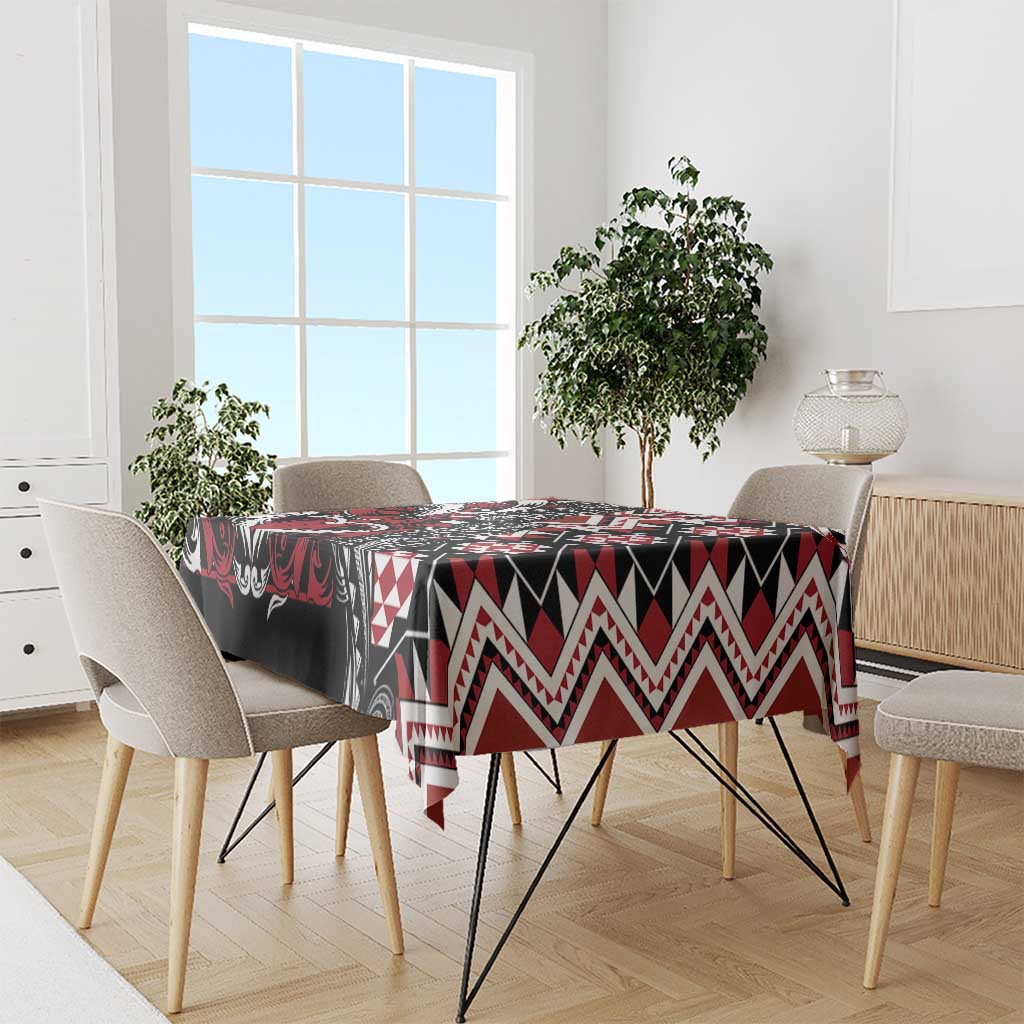 Aotearoa Maori Moko Art with Taniko Half Style Tablecloth LT03 - Polynesian Pride