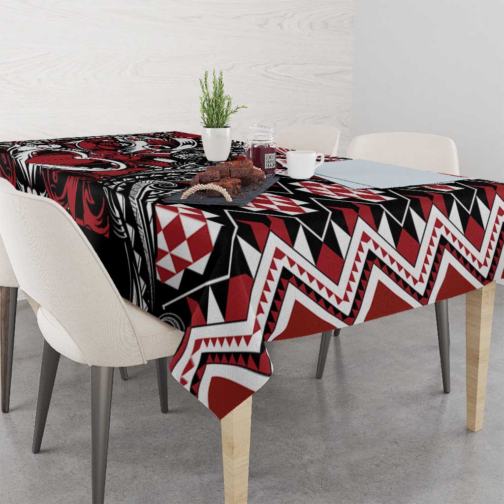 Aotearoa Maori Moko Art with Taniko Half Style Tablecloth LT03 - Polynesian Pride