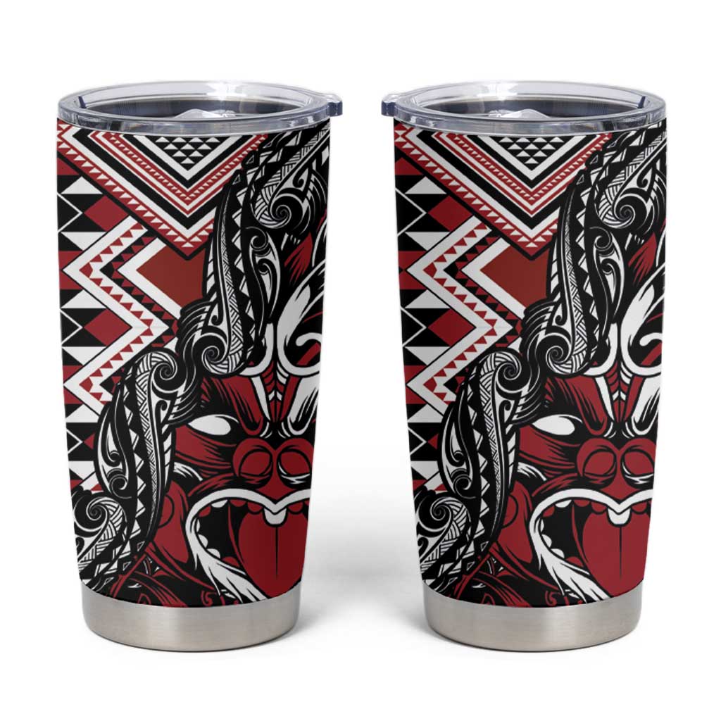 Aotearoa Maori Moko Art with Taniko Half Style Tumbler Cup LT03 Black - Polynesian Pride
