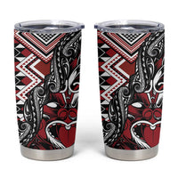 Aotearoa Maori Moko Art with Taniko Half Style Tumbler Cup LT03 Black - Polynesian Pride