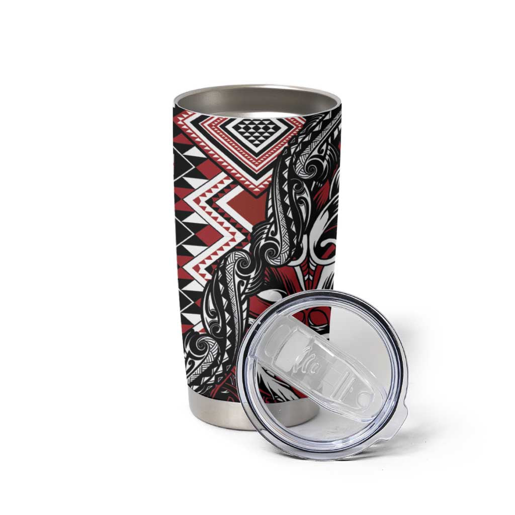 Aotearoa Maori Moko Art with Taniko Half Style Tumbler Cup LT03 - Polynesian Pride