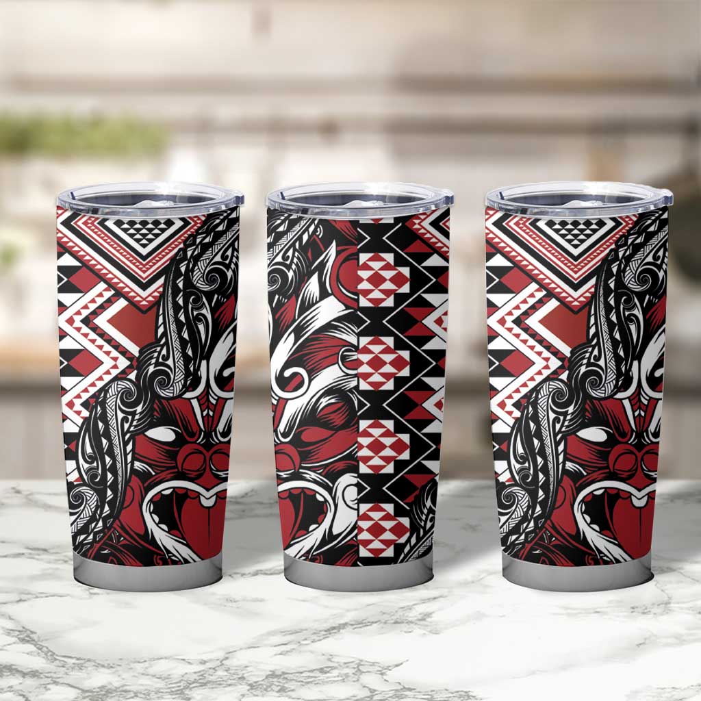 Aotearoa Maori Moko Art with Taniko Half Style Tumbler Cup LT03 - Polynesian Pride