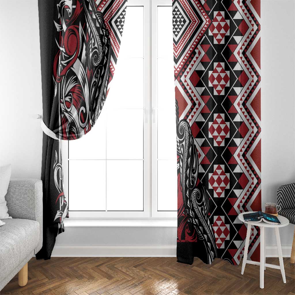 Aotearoa Maori Moko Art with Taniko Half Style Window Curtain LT03 - Polynesian Pride
