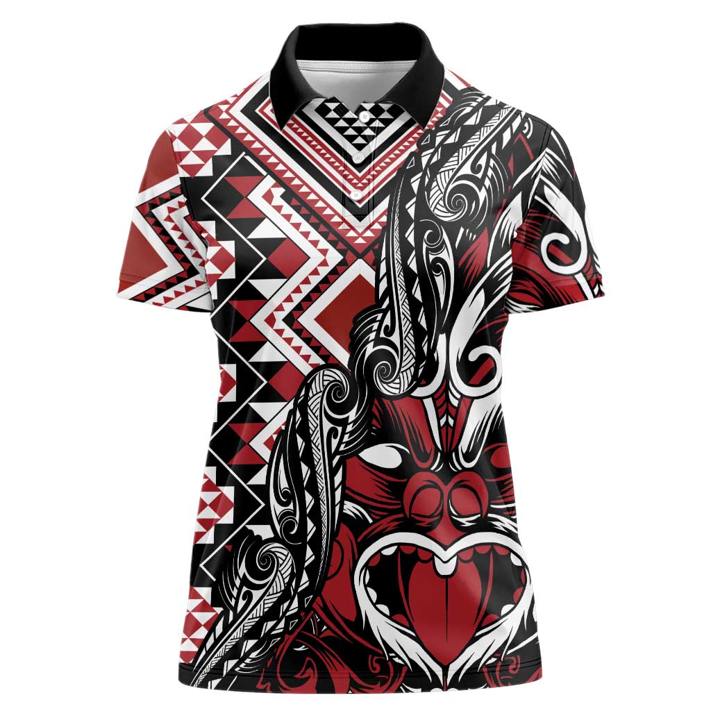 Aotearoa Maori Moko Art with Taniko Half Style Women Polo Shirt