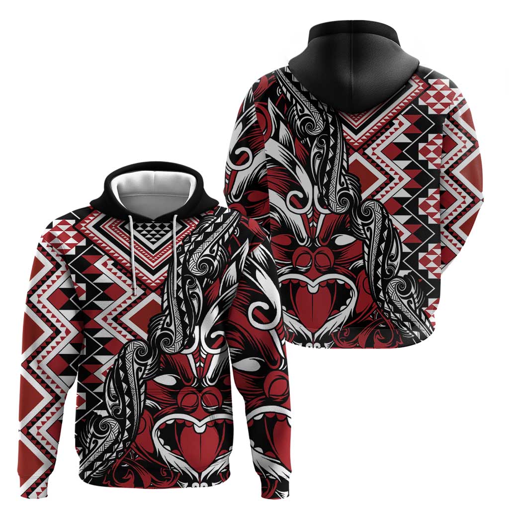 Aotearoa Maori Moko Art with Taniko Half Style Zip Hoodie