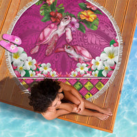 Hawaiian Lei Turtle and Plumeria Beach Blanket Polynerian Art Tattoo-Plum Pink Color LT03 - Polynesian Pride