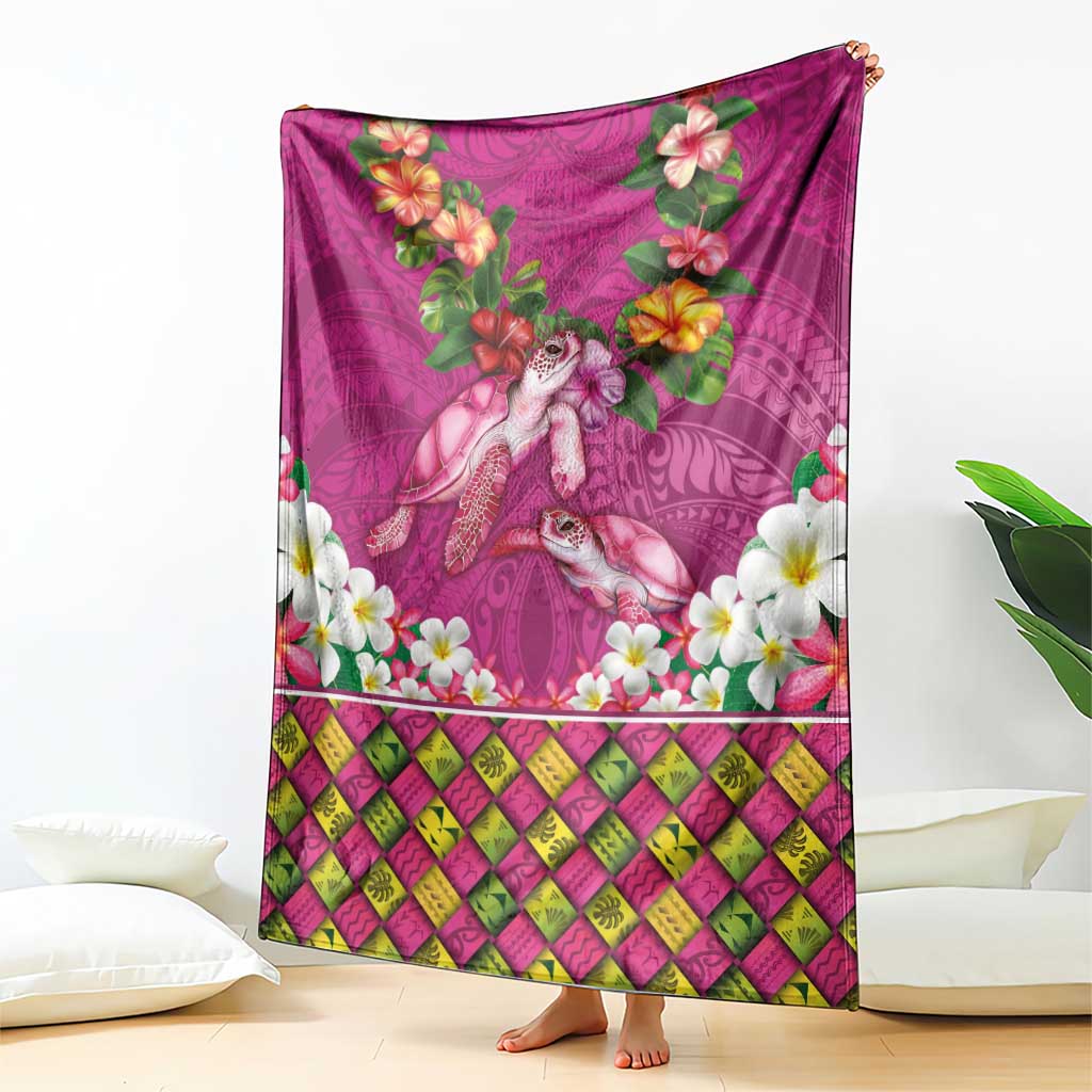 Hawaiian Lei Turtle and Plumeria Blanket Polynerian Art Tattoo-Plum Pink Color LT03 - Polynesian Pride