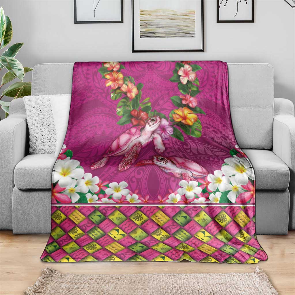 Hawaiian Lei Turtle and Plumeria Blanket Polynerian Art Tattoo-Plum Pink Color LT03 - Polynesian Pride