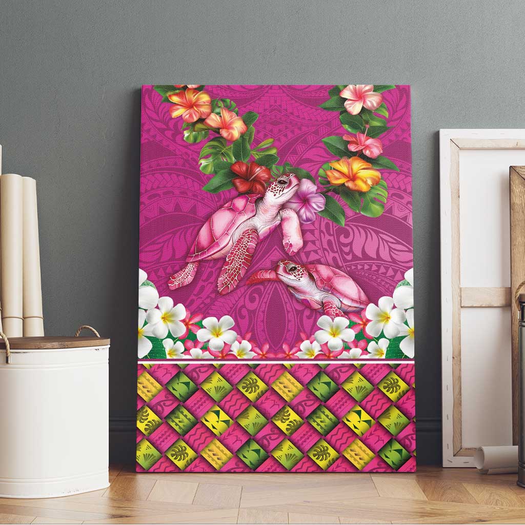 Hawaiian Lei Turtle and Plumeria Canvas Wall Art Polynerian Art Tattoo-Plum Pink Color LT03 - Polynesian Pride