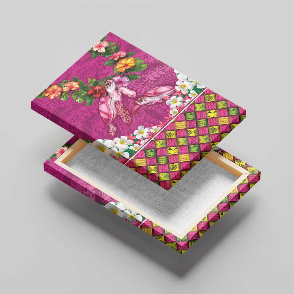 Hawaiian Lei Turtle and Plumeria Canvas Wall Art Polynerian Art Tattoo-Plum Pink Color LT03 - Polynesian Pride