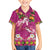 Hawaiian Lei Turtle and Plumeria Family Matching Off Shoulder Short Dress and Hawaiian Shirt Polynerian Art Tattoo-Plum Pink Color