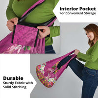 Hawaiian Lei Turtle and Plumeria Grocery Bag Polynerian Art Tattoo-Plum Pink Color