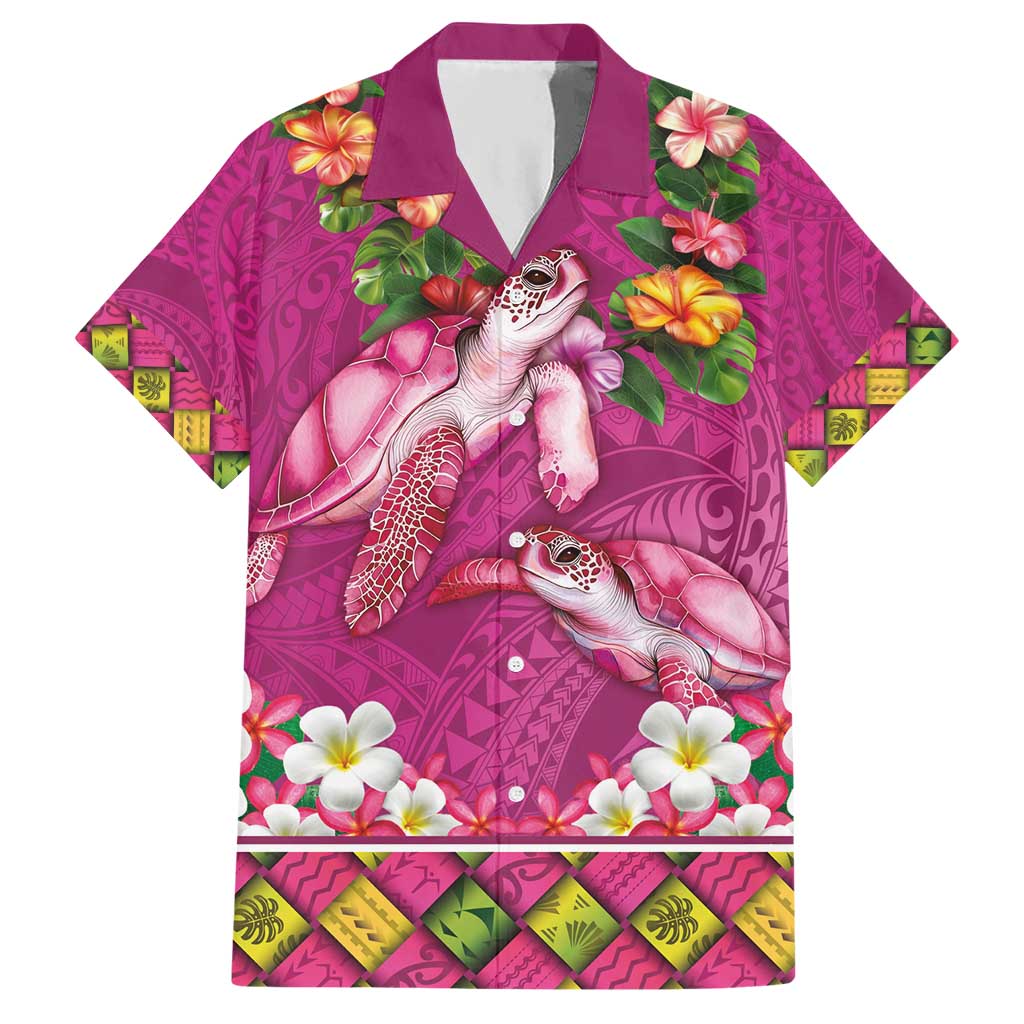 Hawaiian Lei Turtle and Plumeria Hawaiian Shirt Polynerian Art Tattoo-Plum Pink Color LT03 Pink - Polynesian Pride