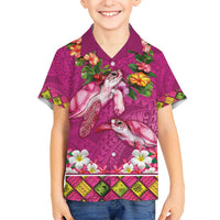 Hawaiian Lei Turtle and Plumeria Hawaiian Shirt Polynerian Art Tattoo-Plum Pink Color LT03 - Polynesian Pride