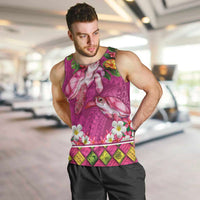 Hawaiian Lei Turtle and Plumeria Men Tank Top Polynerian Art Tattoo-Plum Pink Color LT03 Pink - Polynesian Pride