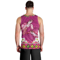 Hawaiian Lei Turtle and Plumeria Men Tank Top Polynerian Art Tattoo-Plum Pink Color LT03 - Polynesian Pride