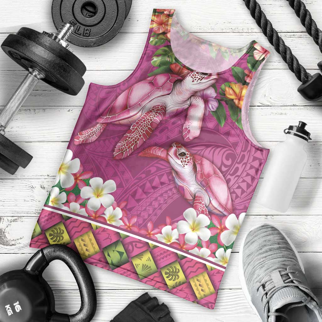 Hawaiian Lei Turtle and Plumeria Men Tank Top Polynerian Art Tattoo-Plum Pink Color LT03 - Polynesian Pride
