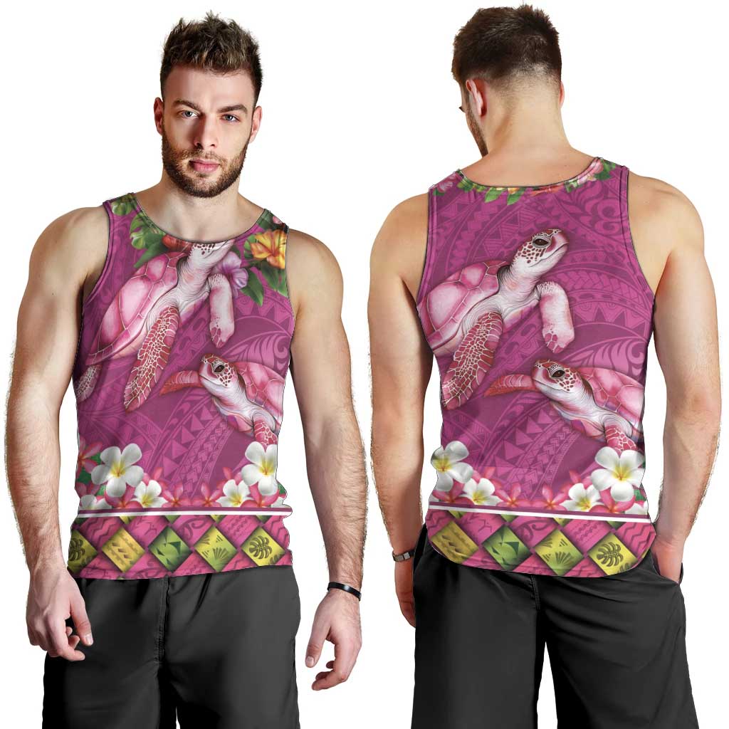Hawaiian Lei Turtle and Plumeria Men Tank Top Polynerian Art Tattoo-Plum Pink Color LT03 - Polynesian Pride