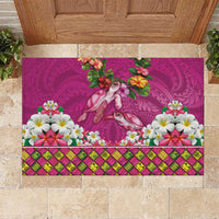 Hawaiian Lei Turtle and Plumeria Rubber Doormat Polynerian Art Tattoo-Plum Pink Color LT03 Pink - Polynesian Pride