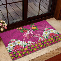 Hawaiian Lei Turtle and Plumeria Rubber Doormat Polynerian Art Tattoo-Plum Pink Color LT03 - Polynesian Pride